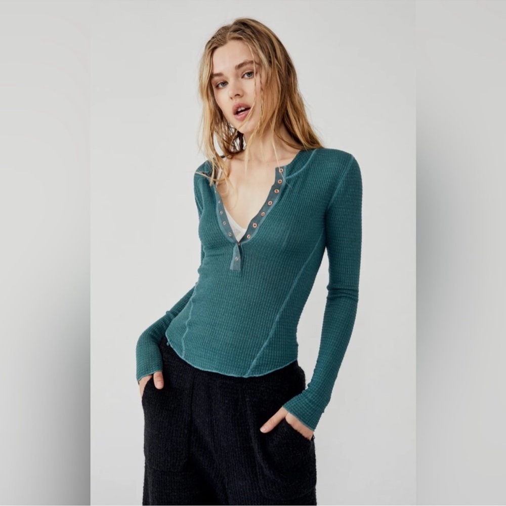 Intimately Free People One of the Girls Waffle Knit Henley